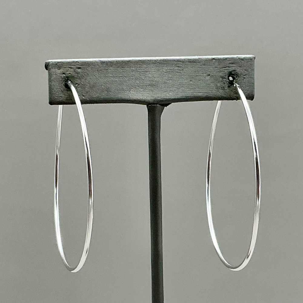 Hoop Earrings Women Silver Tone Large Thin Round Circular Classic Fashion Jewelr